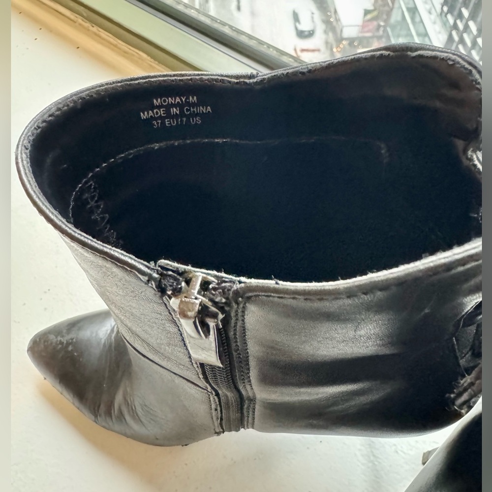 French Connection Black Leather Ankle Booties – Size 7 - Picture 8 of 9